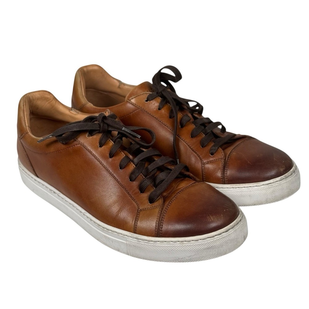 Magnanni 19729 Leather Low Top Sneaker Shoes‎ Men's Size 11 M Cognac Lace Up